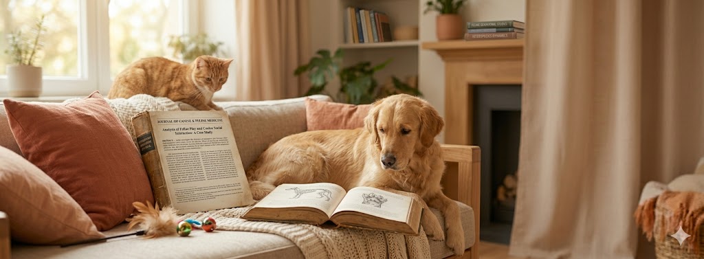 A relaxed dog and cat resting together at home